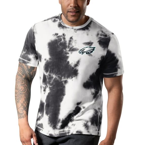 Men's MSX by Michael Strahan Black Philadelphia Eagles Freestyle Tie-Dye T-Shirt