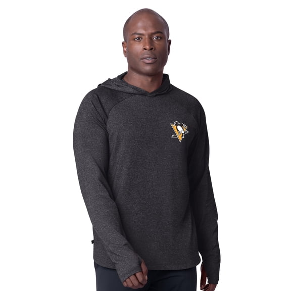 Men's MSX by Michael Strahan Black Pittsburgh Penguins Fast Track Raglan Long Sleeve Hoodie T-Shirt