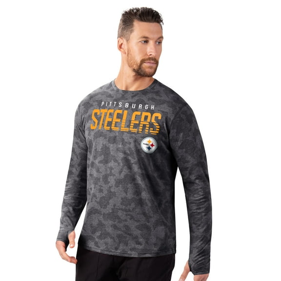 Men's MSX by Michael Strahan Black Pittsburgh Steelers Performance Camo Long Sleeve T-Shirt