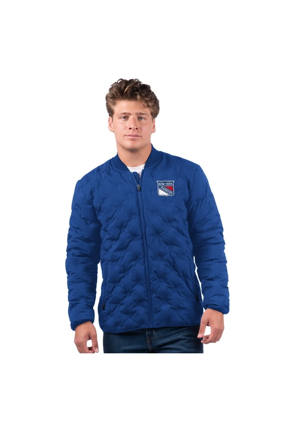Men's MSX by Michael Strahan Blue New York Rangers Persistence Quilted Full-Zip Jacket