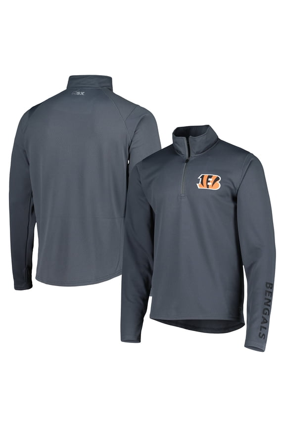 Men's MSX by Michael Strahan Charcoal Cincinnati Bengals Half-Zip Pullover