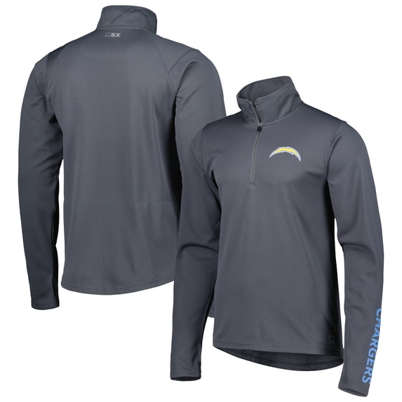 Men's MSX by Michael Strahan Charcoal Los Angeles Chargers Half-Zip Pullover