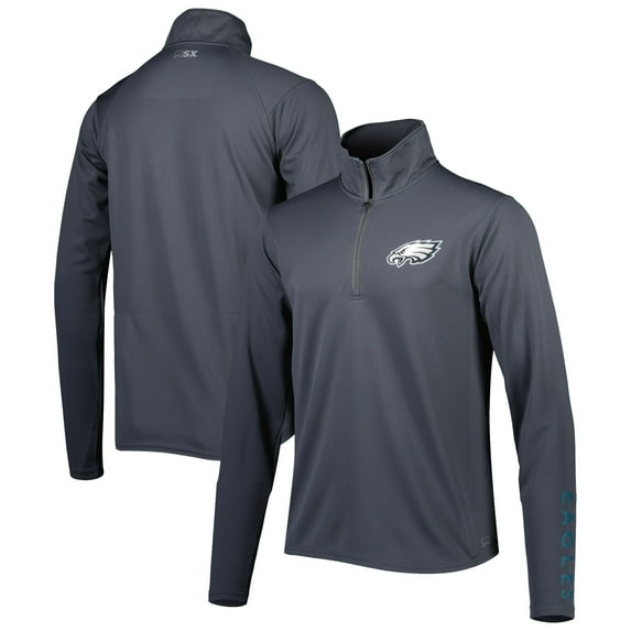 Men's MSX by Michael Strahan Charcoal Philadelphia Eagles Half-Zip Pullover