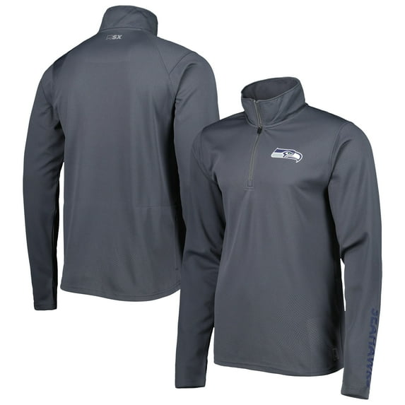 Men's MSX by Michael Strahan Charcoal Seattle Seahawks Half-Zip Pullover