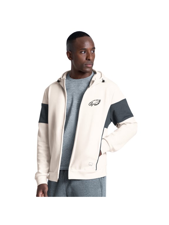 Men's MSX by Michael Strahan Cream Philadelphia Eagles Competition Full-Zip Tri-Blend Hoodie