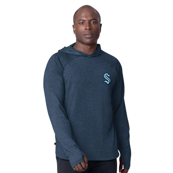 Men's MSX by Michael Strahan Deep Sea Blue Seattle Kraken Fast Track Raglan Long Sleeve Hoodie T-Shirt