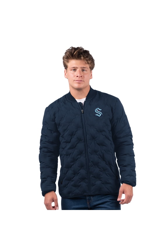 Men's MSX by Michael Strahan Deep Sea Blue Seattle Kraken Persistence Quilted Full-Zip Jacket