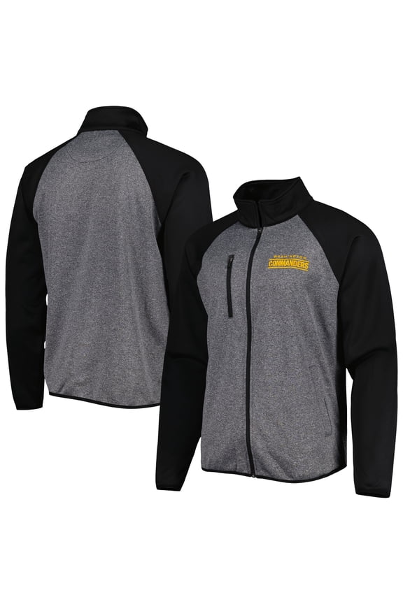 Men's MSX by Michael Strahan Gray/Black Washington Commanders Runners Raglan Full-Zip Track Jacket