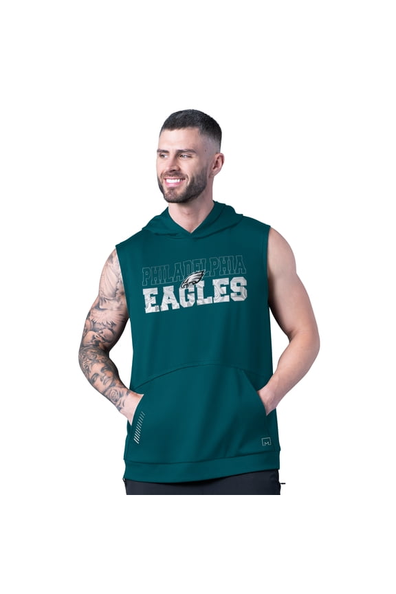 Men's MSX by Michael Strahan Green Philadelphia Eagles Tri-Blend Rebound Sleeveless Hoodie