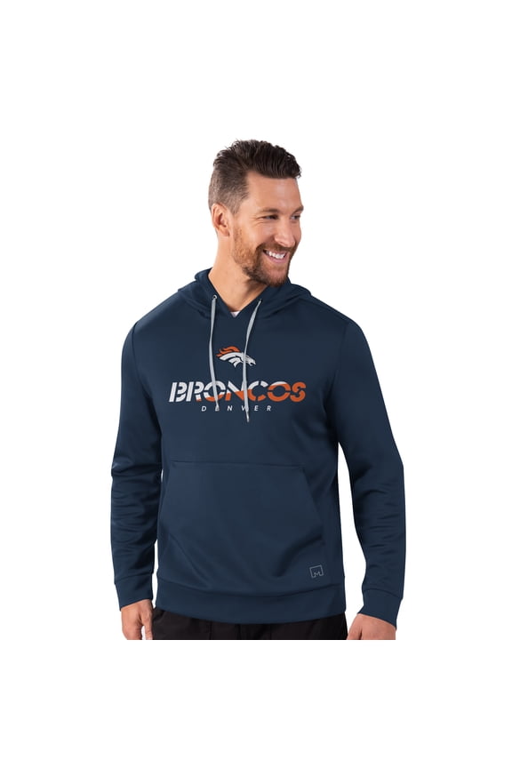 Men's-MSX by Michael Strahan Navy Denver Broncos Performance Pullover Hoodie