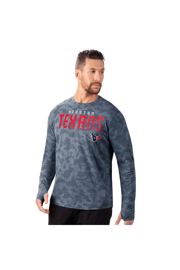 Men's MSX by Michael Strahan Navy Houston Texans Performance Camo Long Sleeve T-Shirt