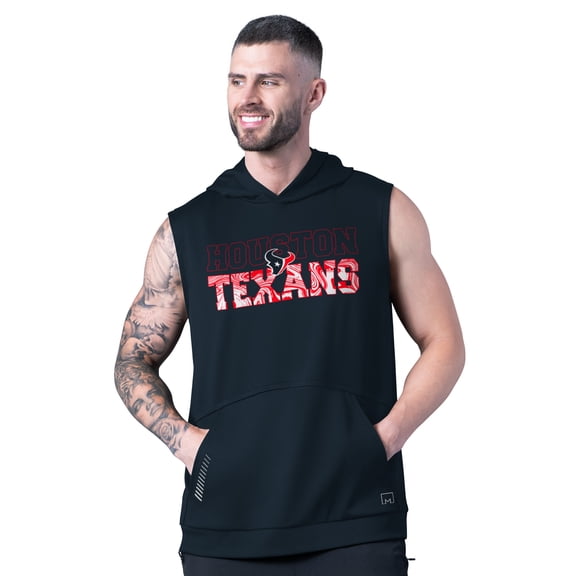 Men's MSX by Michael Strahan Navy Houston Texans Tri-Blend Rebound Sleeveless Hoodie