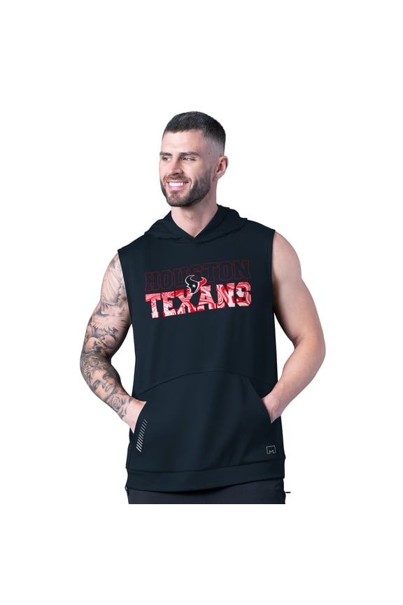 Men's MSX by Michael Strahan Navy Houston Texans Tri-Blend Rebound Sleeveless Hoodie