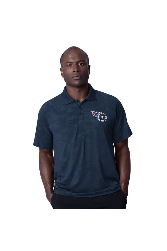 Men's MSX by Michael Strahan Navy Tennessee Titans Baseline Raglan Polo