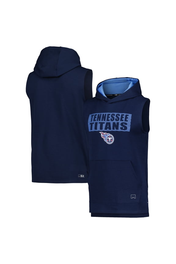Men's MSX by Michael Strahan Navy Tennessee Titans Marathon Sleeveless Pullover Hoodie