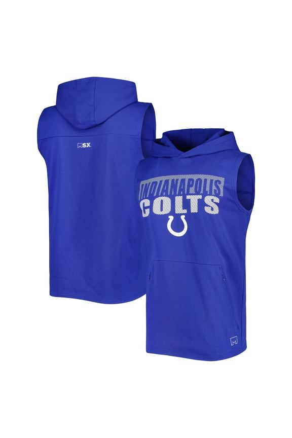 Men's MSX by Michael Strahan Royal Indianapolis Colts Relay Sleeveless Pullover Hoodie