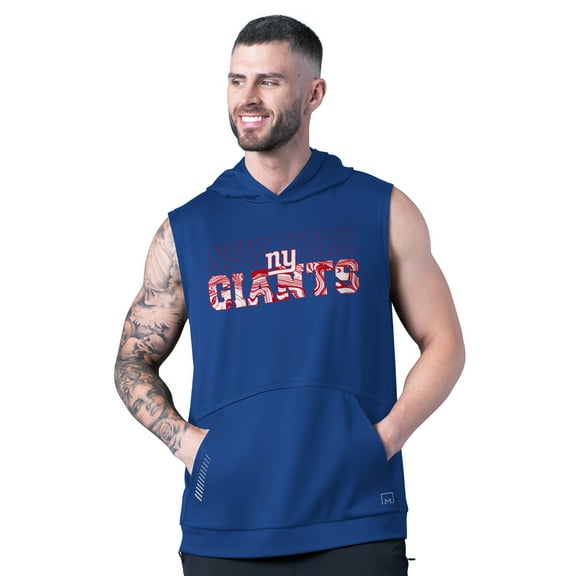 Men's MSX by Michael Strahan Royal New York Giants Tri-Blend Rebound Sleeveless Hoodie