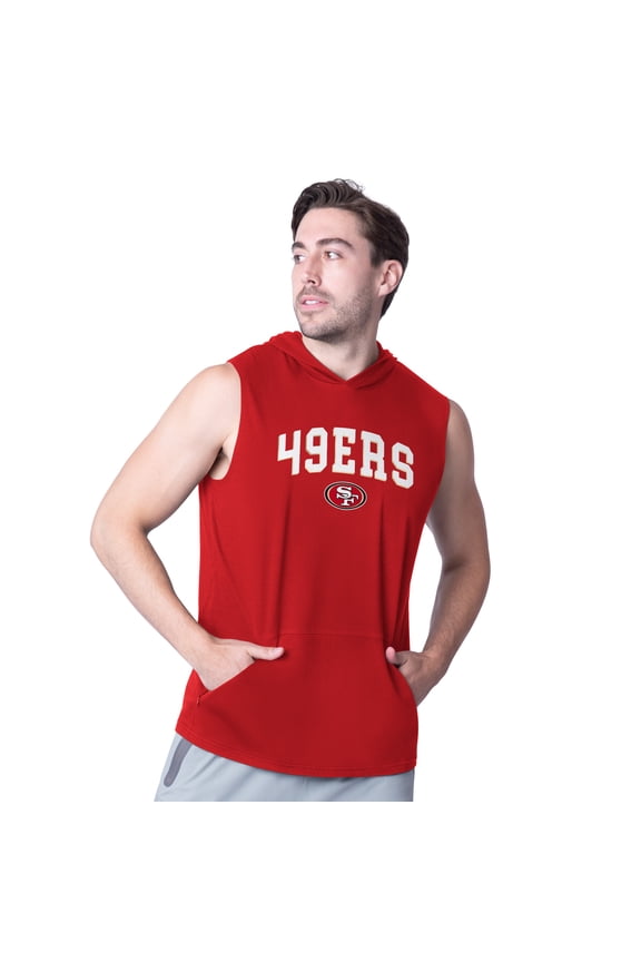 Men's MSX by Michael Strahan Scarlet San Francisco 49ers Action Sleeveless Pullover Hoodie