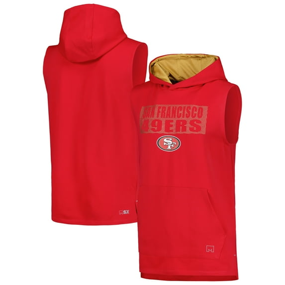 Men's MSX by Michael Strahan Scarlet San Francisco 49ers Marathon Sleeveless Pullover Hoodie