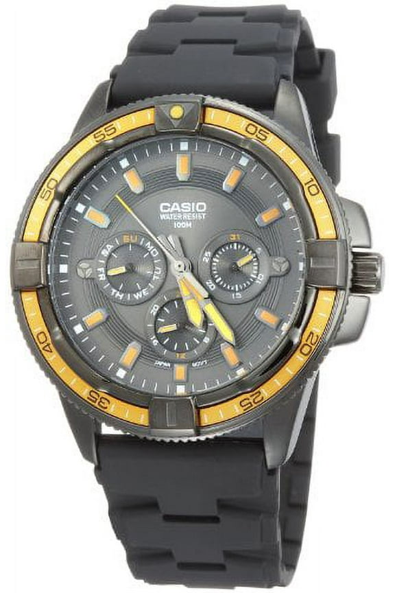 Men's MTD1068B-1A2V Black Resin Quartz Watch with Black Dial