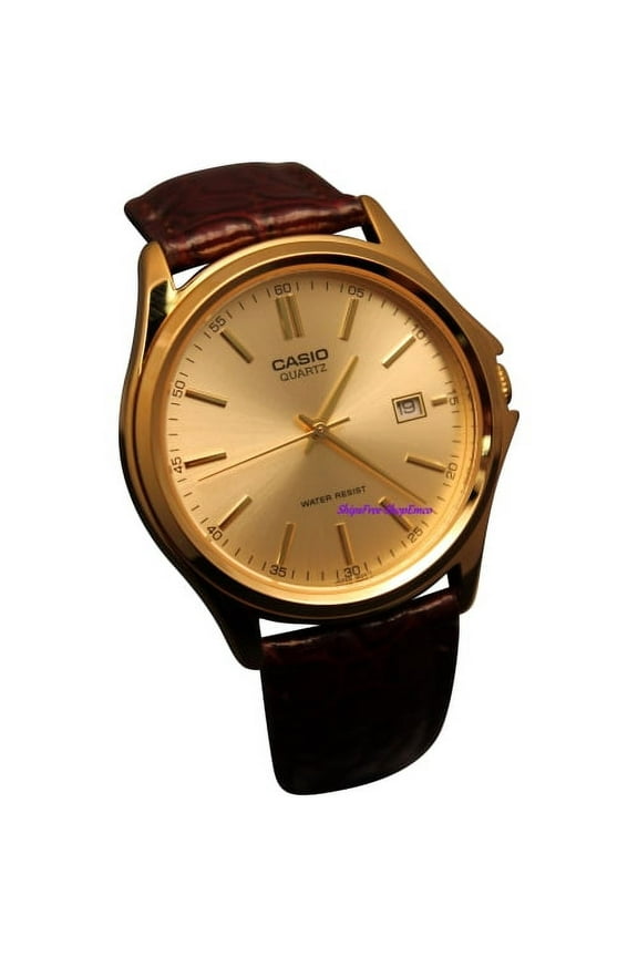 Men's MTP1183Q-9A Gold Leather Quartz Fashion Watch