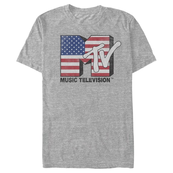 Men's MTV 3D Flag Logo Graphic Tee Athletic Heather Medium
