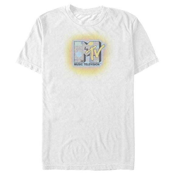 Men's MTV 80s Aura Logo  Graphic Tee White Large