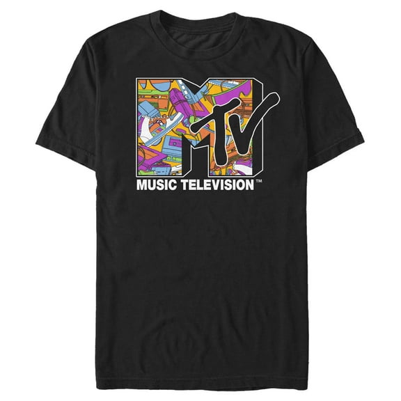 Men's MTV 80s Detritus Logo Graphic Tee Black 2X Large