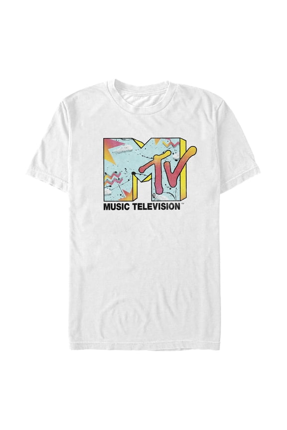 Men's MTV 80s Print Logo Graphic Tee White Large