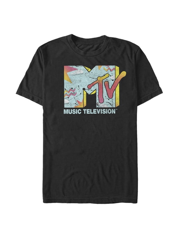 Men's MTV 80s Style Print Logo Graphic Tee Black X Large
