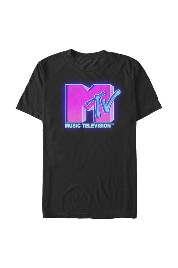 Men's MTV Airbrush Logo Graphic Tee Black Medium