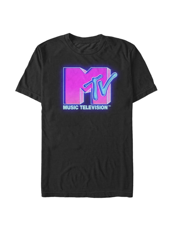 Men's MTV Airbrush Logo Graphic Tee Black X Large
