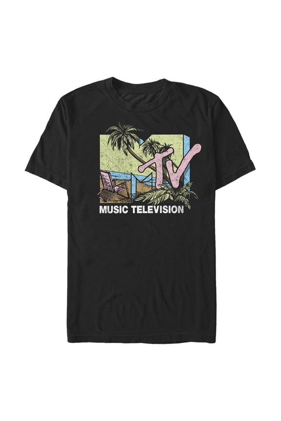 Men's MTV Beach Distressed Logo Graphic Tee Black 3X Large