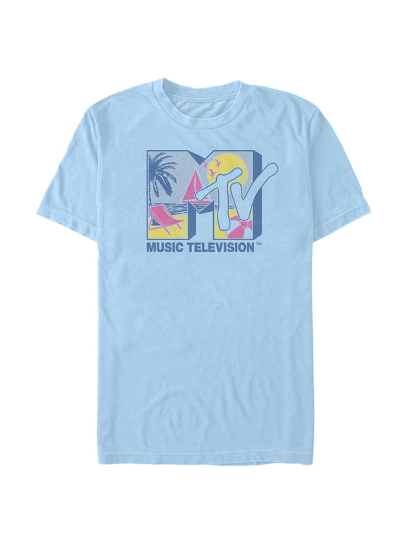 Men's MTV Beach Scene Logo Graphic Tee Light Blue Large