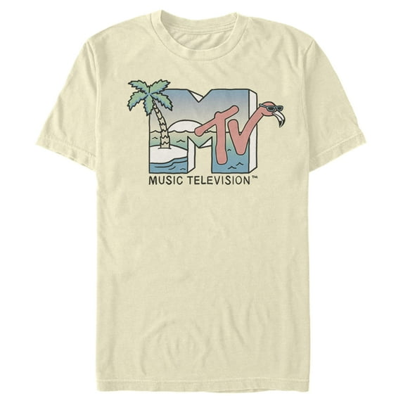 Men's MTV Beach Vacation Logo Graphic Tee Cream Large
