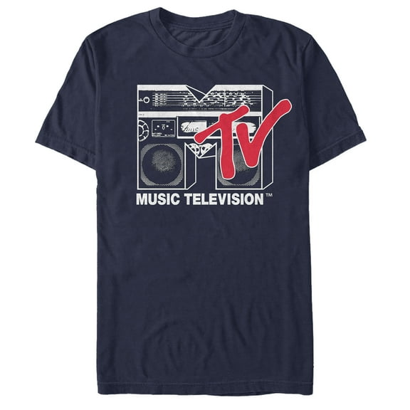 Men's MTV Boombox Logo Graphic Tee Navy Blue 3X Large