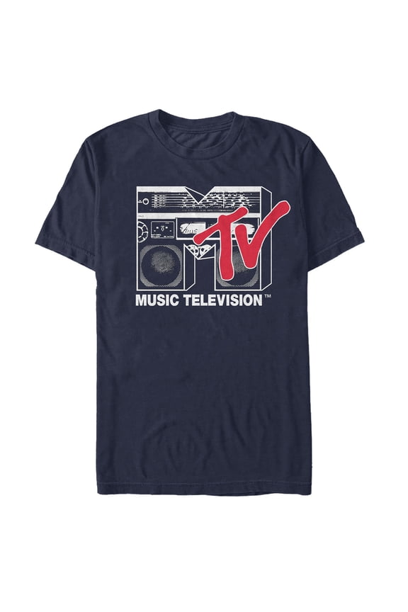 Men's MTV Boombox Logo Graphic Tee Navy Blue X Large