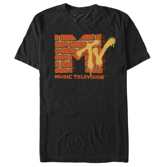 Men's MTV Brick Logo  Graphic Tee Black Medium