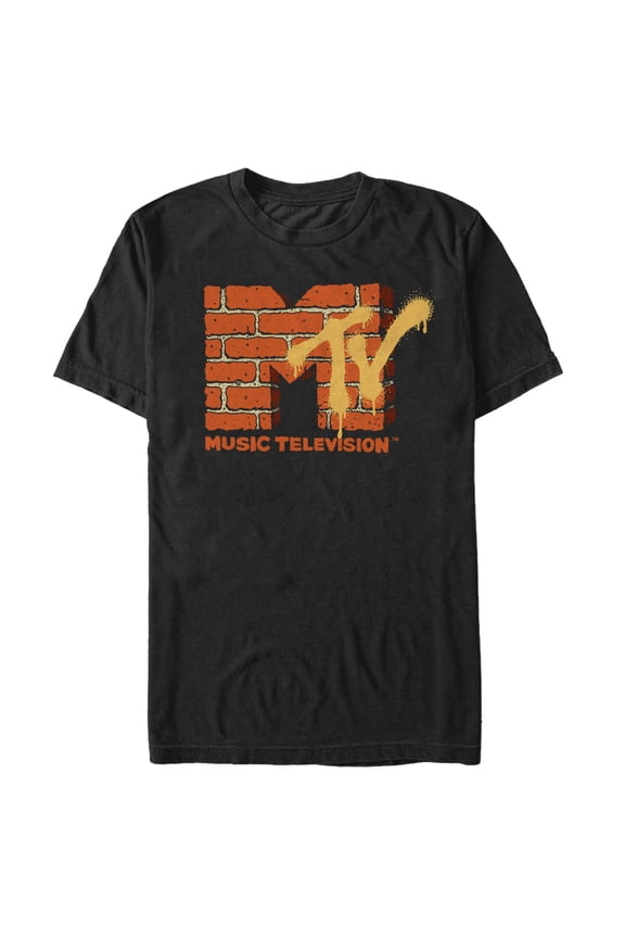 Men's MTV Brick Logo Graphic Tee Black X Large