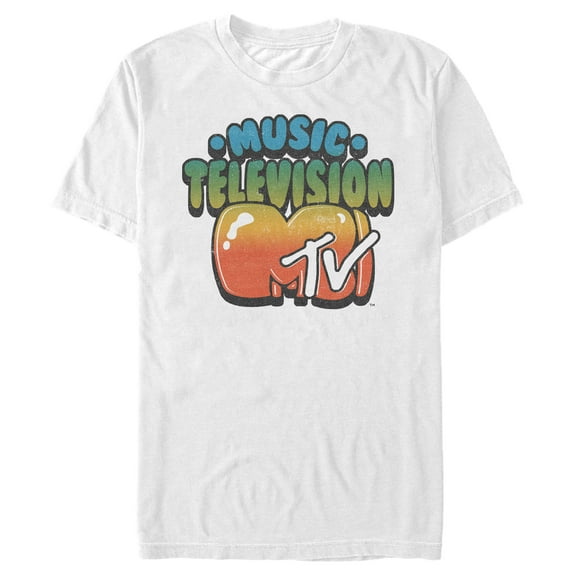 Men's MTV Bubble Gum Logo  Graphic Tee White Medium