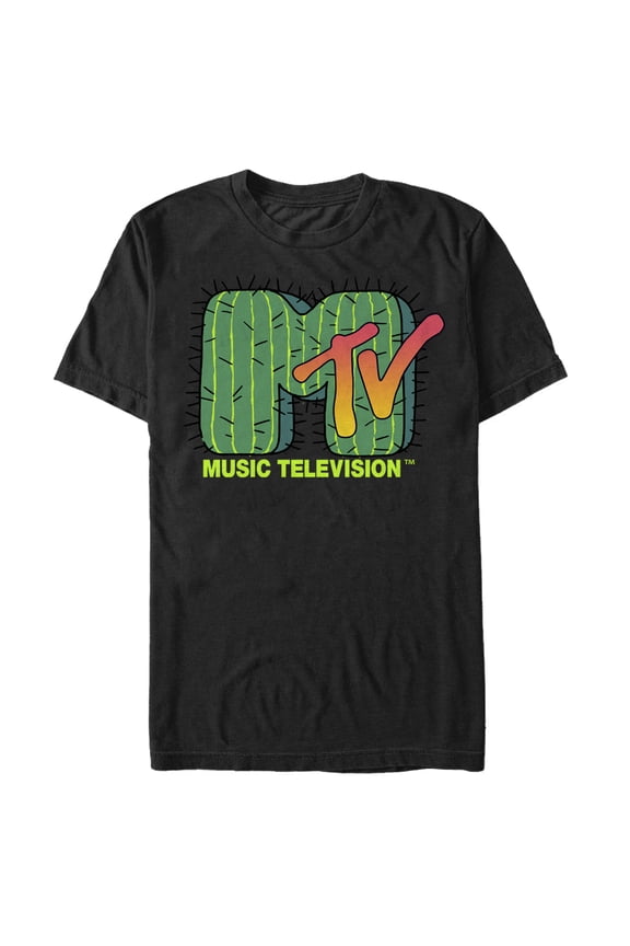 Men's MTV Cactus Logo  Graphic Tee Black Small