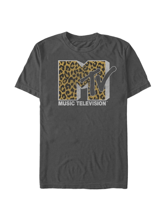 Men's MTV Cheetah Print Logo Graphic Tee Charcoal 2X Large
