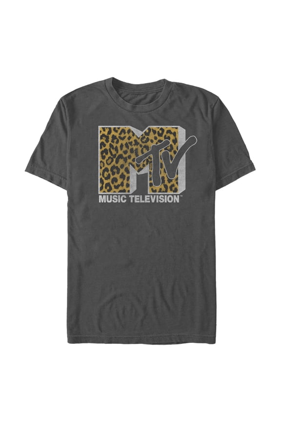 Men's MTV Cheetah Print Logo Graphic Tee Charcoal Medium