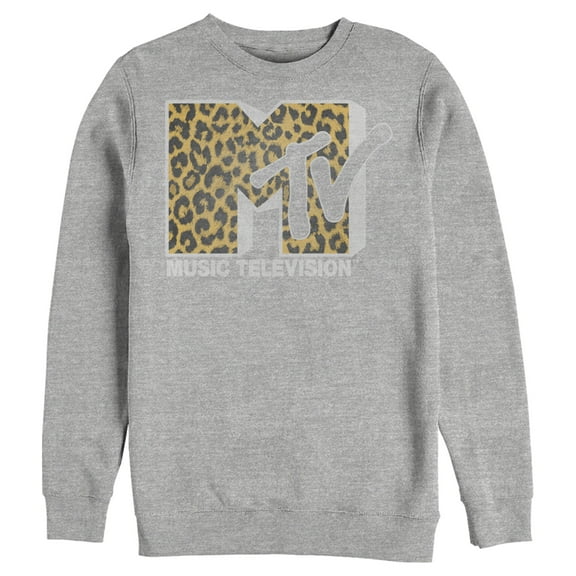 Men's MTV Cheetah Print Logo Sweatshirt Athletic Heather Small