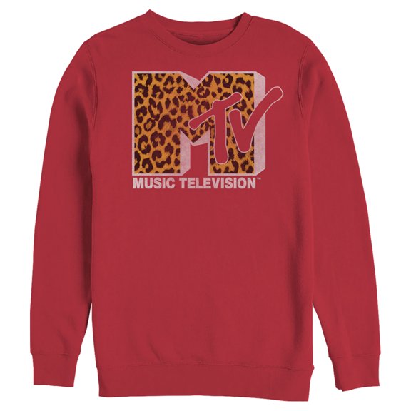 Men's MTV Cheetah Print Logo Sweatshirt Red 3X Large