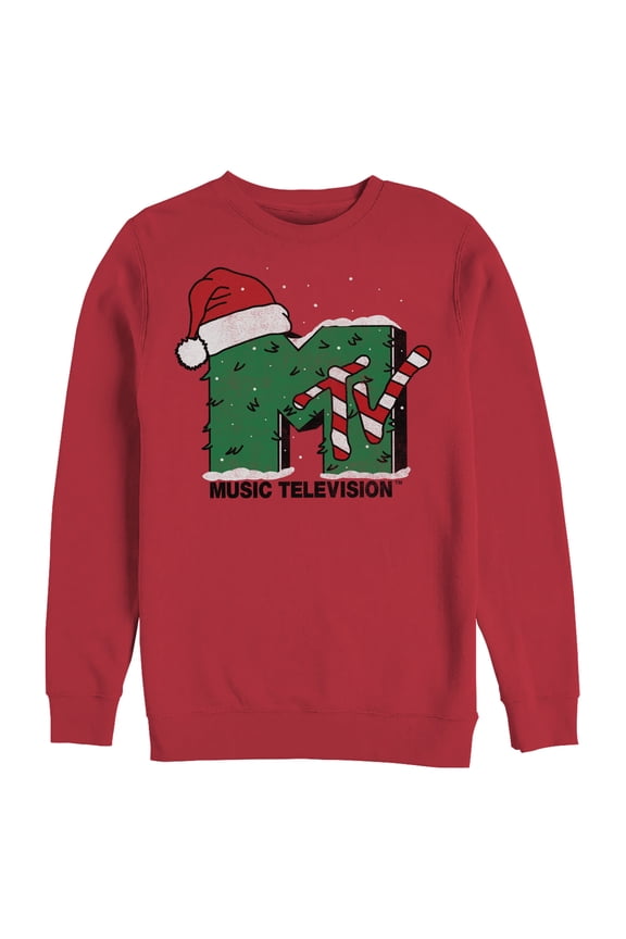 Men's MTV Christmas Monster Logo  Sweatshirt Red Large