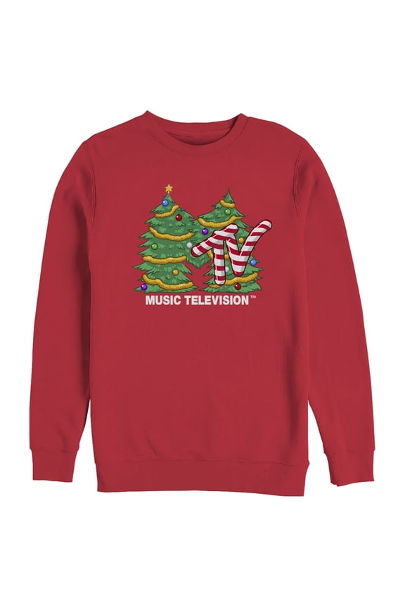 Men's MTV Christmas Tree Logo  Sweatshirt Red X Large