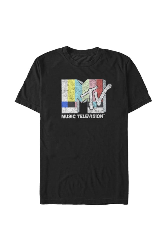 Men's MTV Color Bars Logo  Graphic Tee Black 2X Large