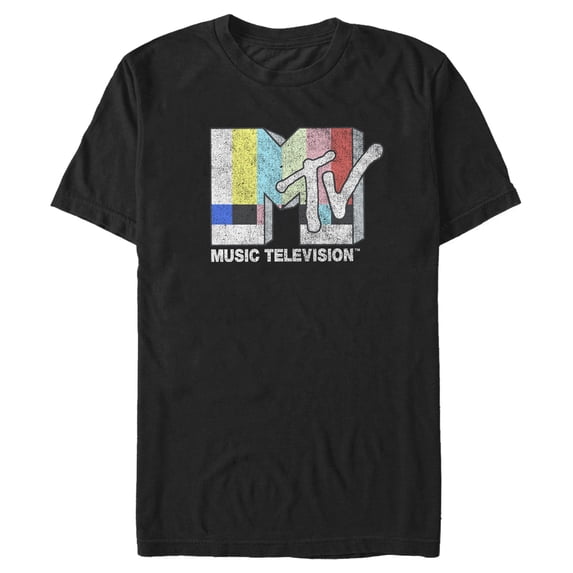 Men's MTV Color Bars Logo Graphic Tee Black Large
