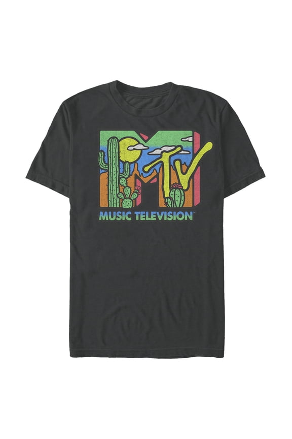 Men's MTV Colorful Desert Logo  Graphic Tee Charcoal 2X Large